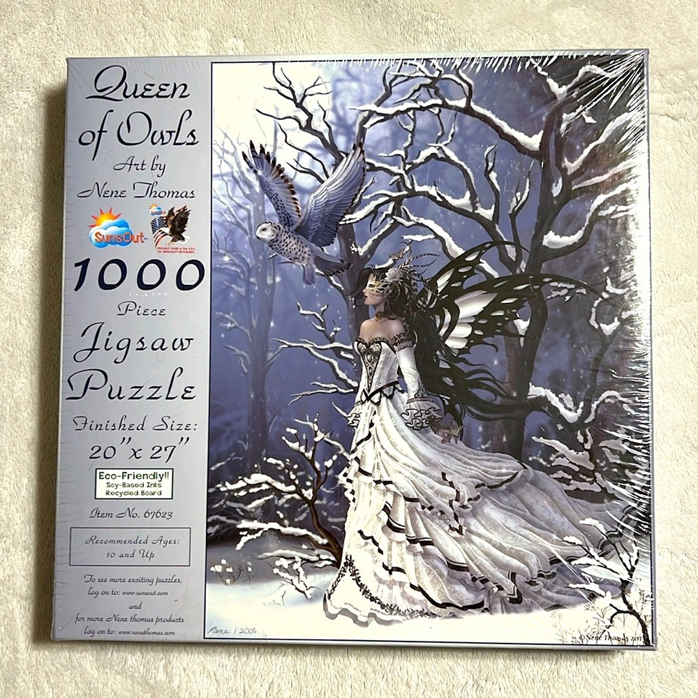 JIGSAW PUZZLE. Queen of Owls. Art by Nene Thomas. 1000 piece